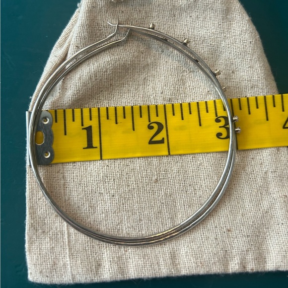 EUC Jes Maharry starlight Diamond 14k and sterling 3” hoop earrings - Picture 6 of 7